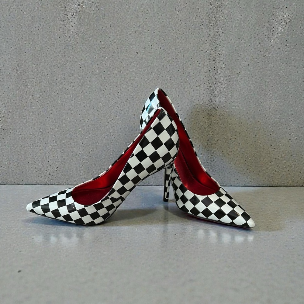Nine West Checkered Women's High Heels with Red Interior 10M BNWOT